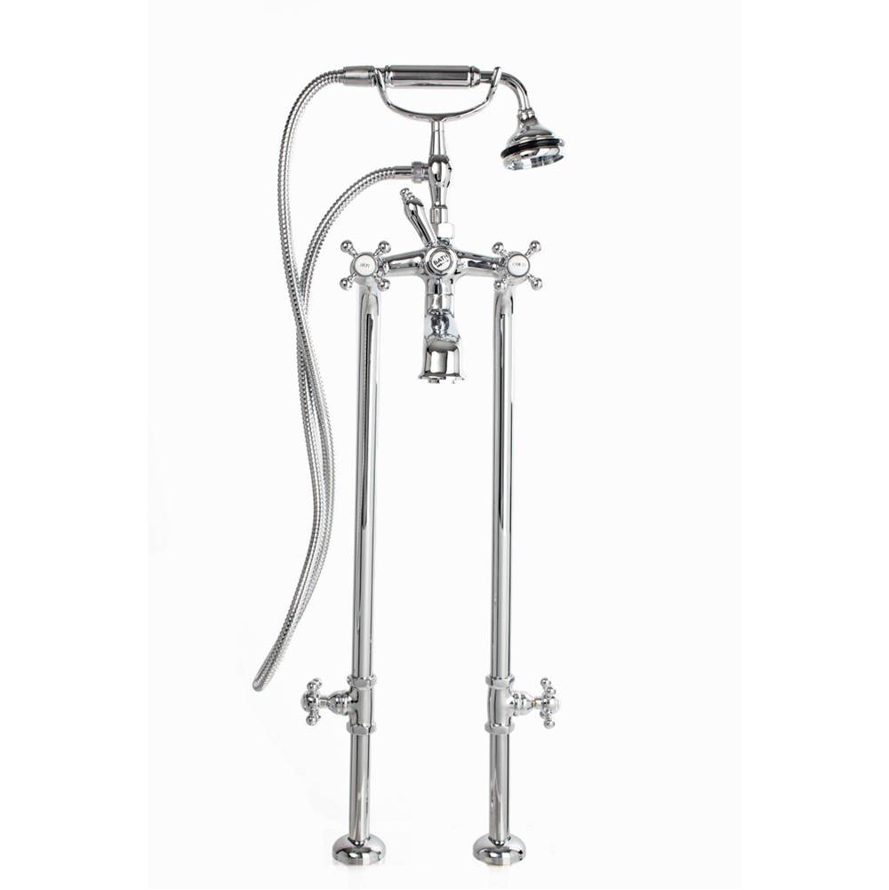 Cheviot Products 5100 SERIES Extra-Tall Free-Standing Tub Filler with Stop Valves - Lever Handles - Metal Accents