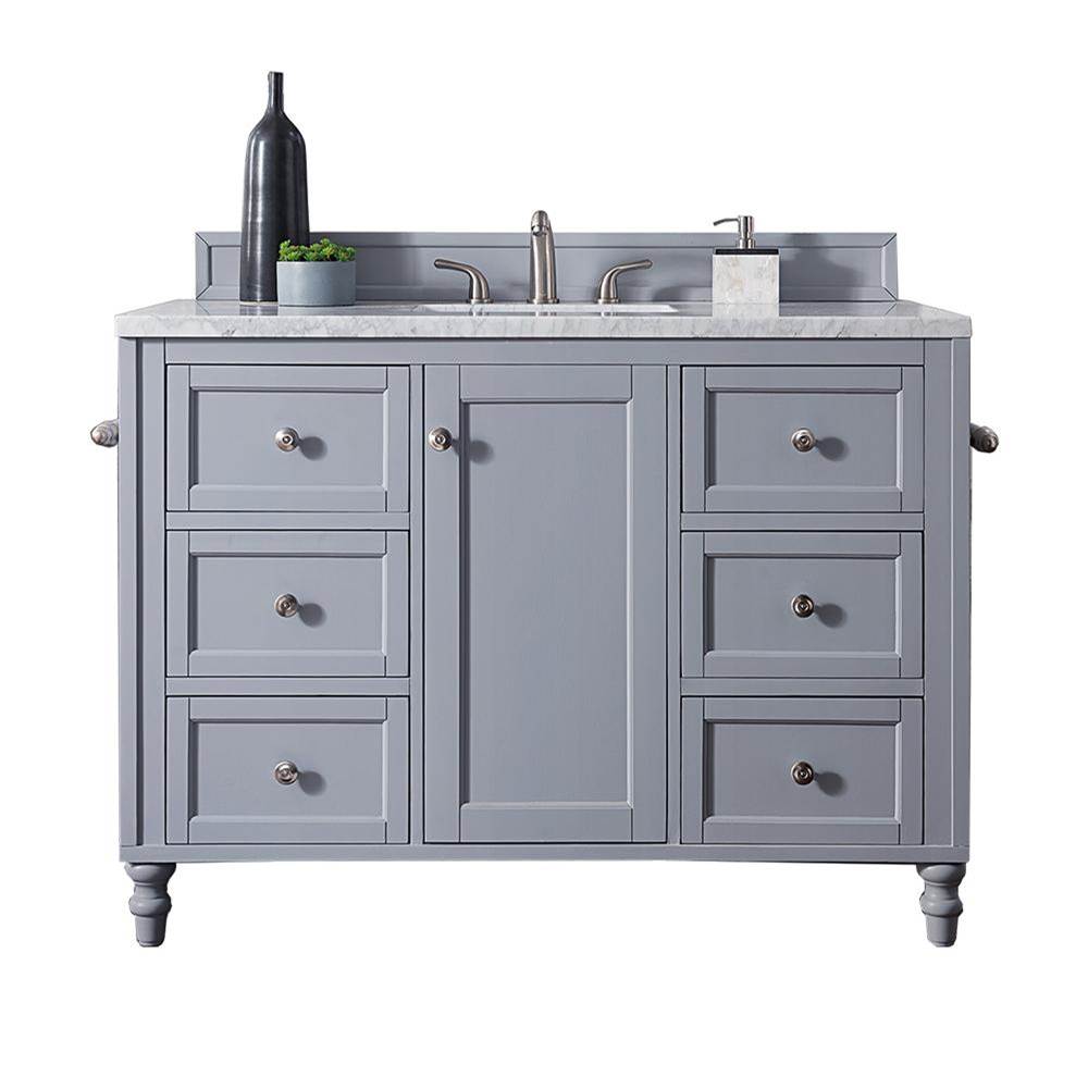 James Martin Vanities Copper Cove Encore 48'' Single Vanity, Silver Gray w/ 3 CM Arctic Fall Solid Surface Top