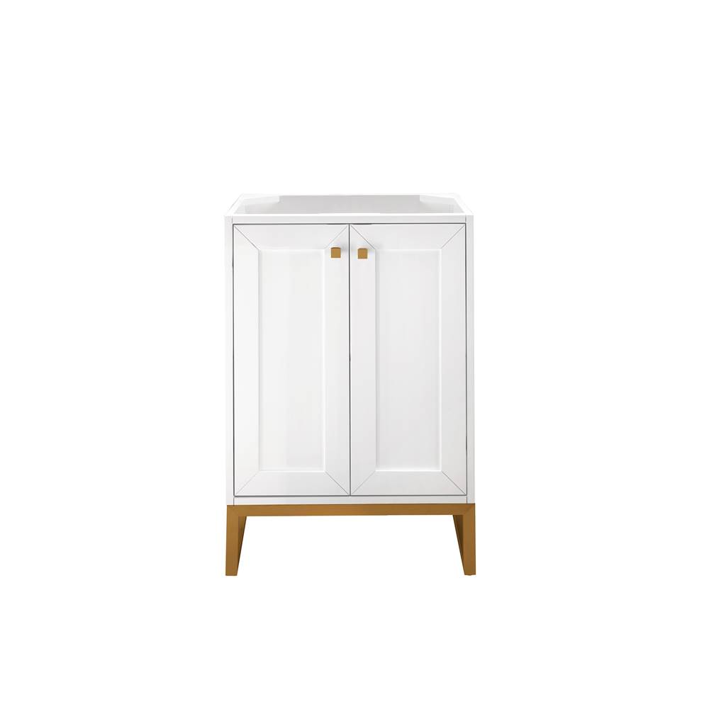 James Martin Vanities Chianti 24'' Single Vanity Cabinet, Glossy White, Radiant Gold