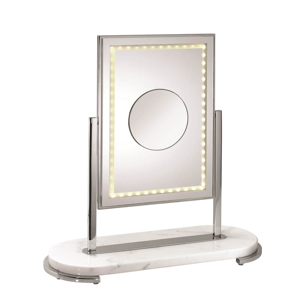 Miroir Brot ''Mon beau miroir'' double sided free-standing mirror, on black marble base, 46x45x18cm, with light, 3X magnifying insert Ø12cm (113 square cm)